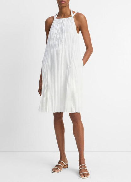 VINCE Sale Pintuck Pleated A-Line Dress in Dresses & Skirts OFF WHITE