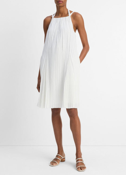 VINCE Sale Pintuck Pleated A-Line Dress in Dresses & Skirts OFF WHITE