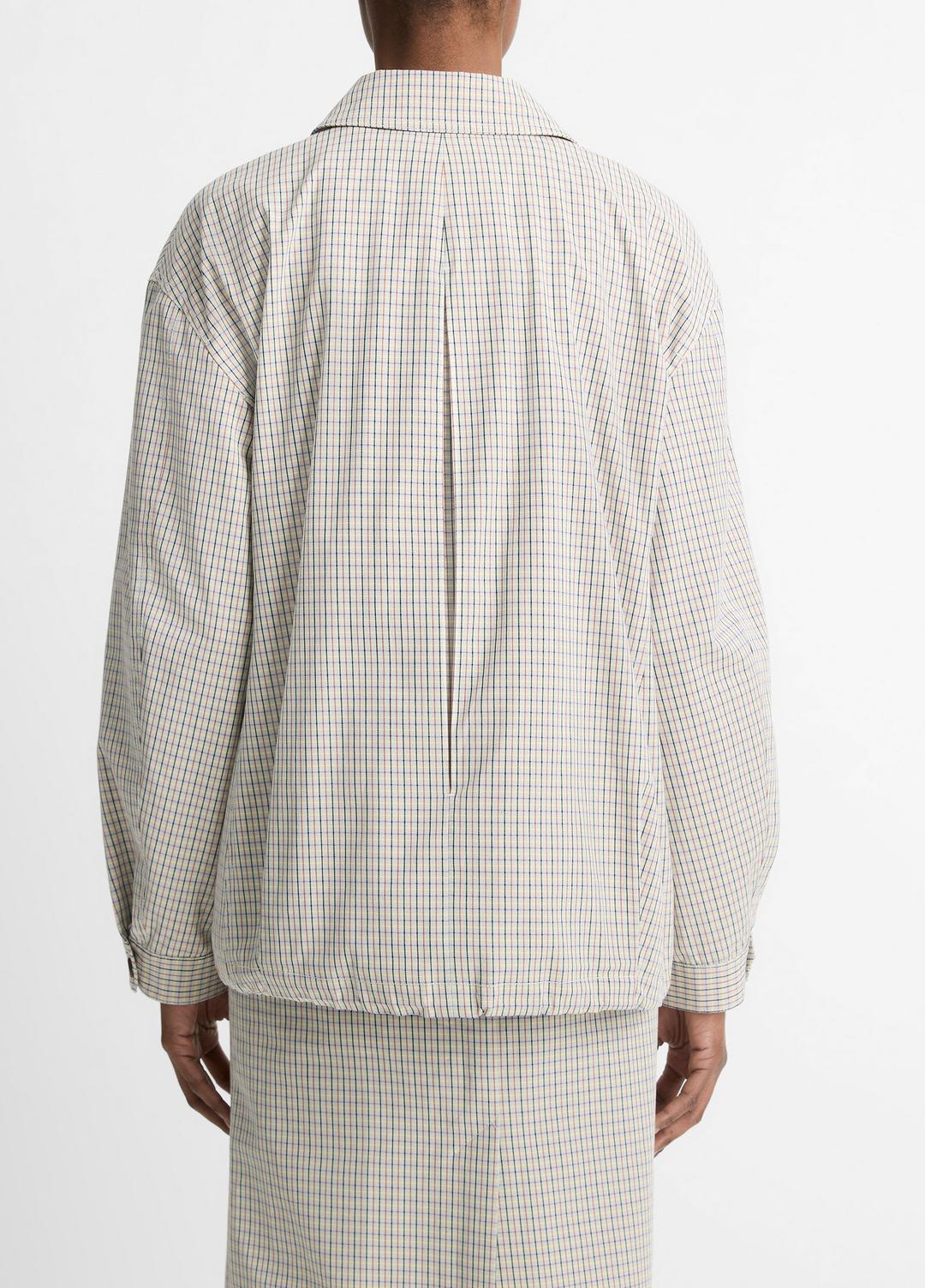 VINCE Sale Gardener's Check Cotton Oversized Bomber Jacket in Jackets & Outerwear STONE/TAN