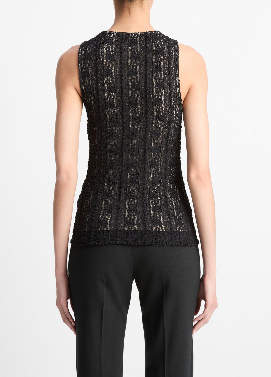 VINCE Sale Smocked Lace Shell in Shirts & Tees BLACK