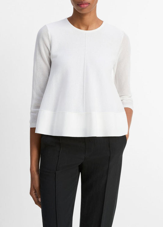 VINCE Sale Italian Cotton-Blend A-Line Sweater in Sweaters OPTIC WHITE