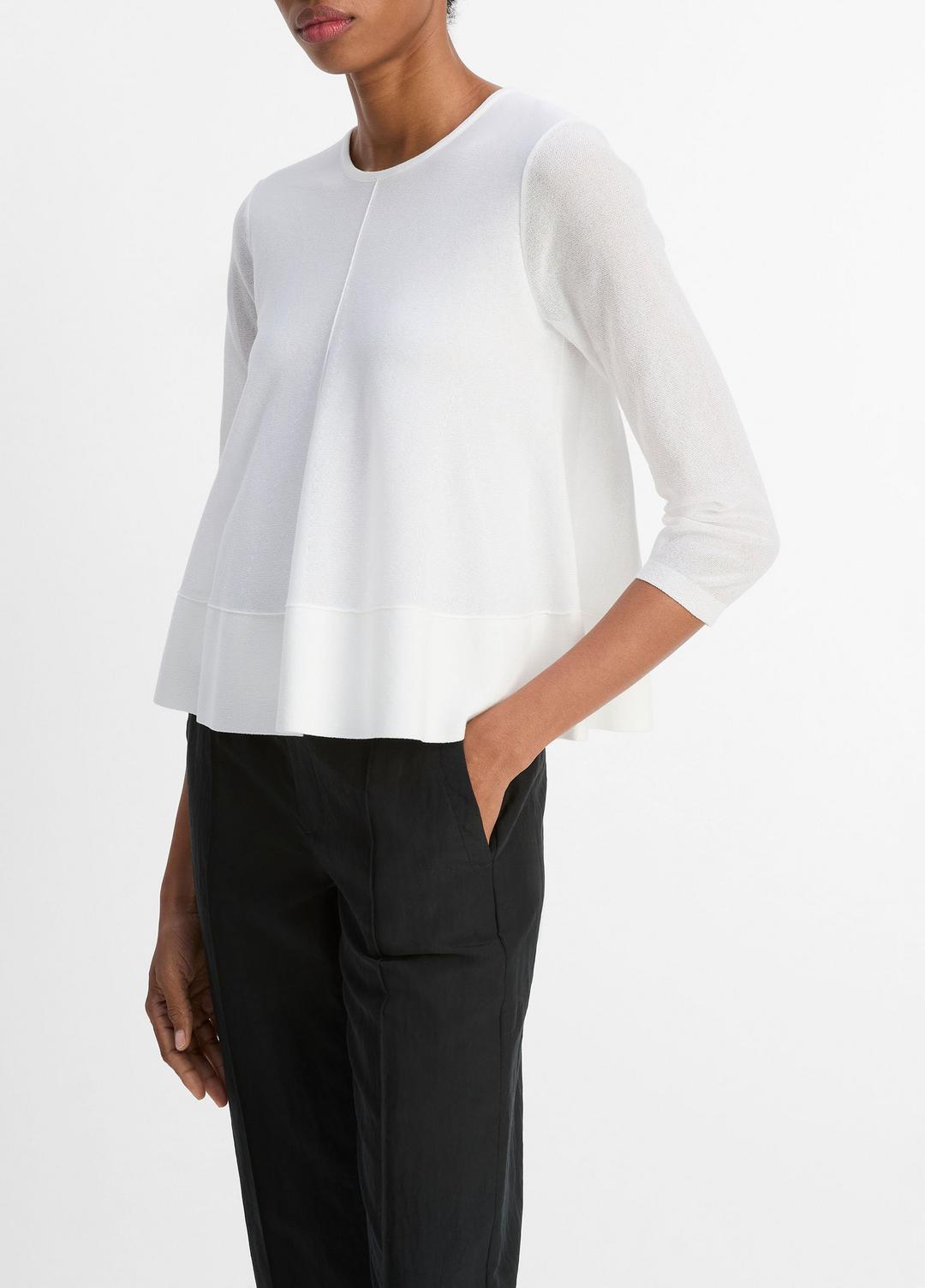 VINCE Sale Italian Cotton-Blend A-Line Sweater in Sweaters OPTIC WHITE