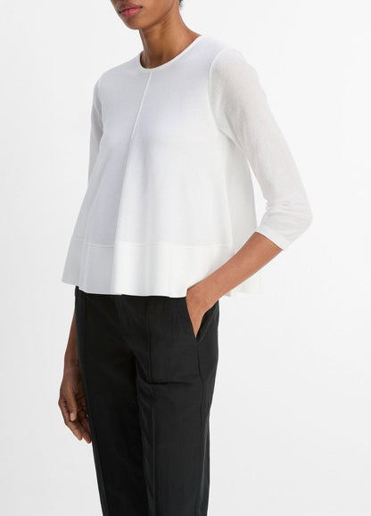 VINCE Sale Italian Cotton-Blend A-Line Sweater in Sweaters OPTIC WHITE