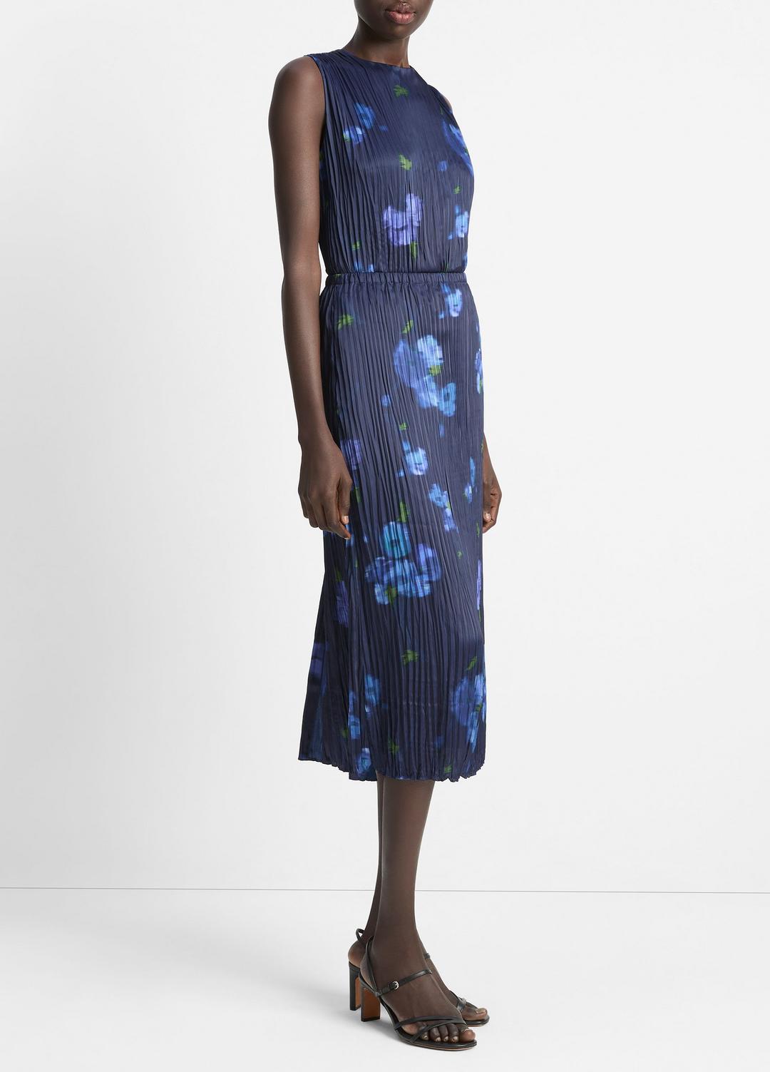 VINCE Sale Poppy Blur Crushed Satin Column Skirt in Dresses & Skirts MIDNIGHT
