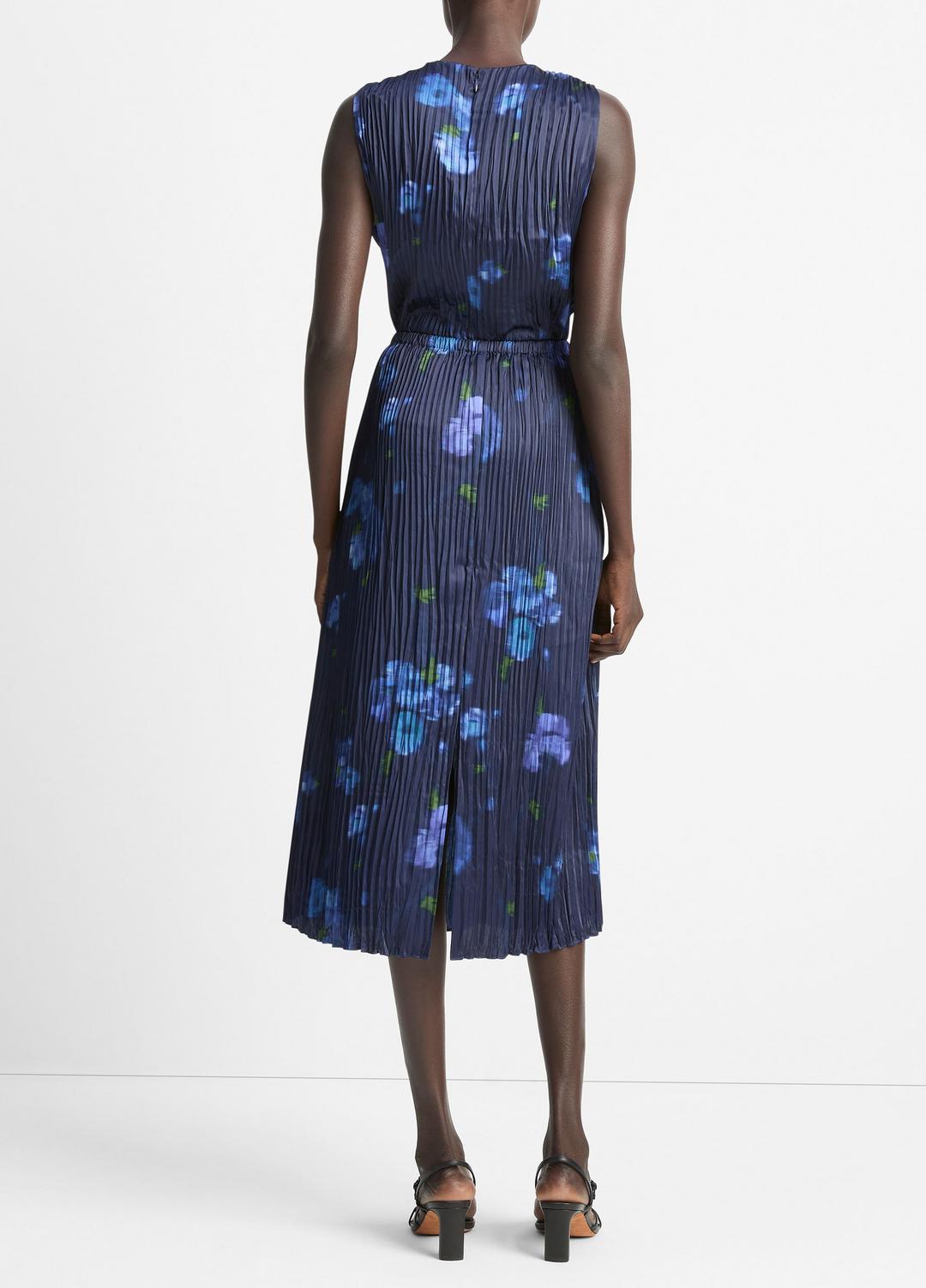VINCE Sale Poppy Blur Crushed Satin Column Skirt in Dresses & Skirts MIDNIGHT