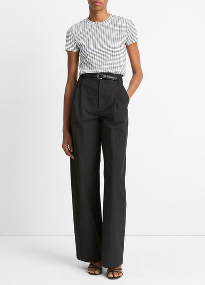 VINCE Sale Checked Smocked T-Shirt in Shirts & Tees BLACK COMBO