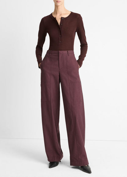 VINCE Sale Wool Long-Sleeve Henley in Shirts & Tees CHERRY NIGHT