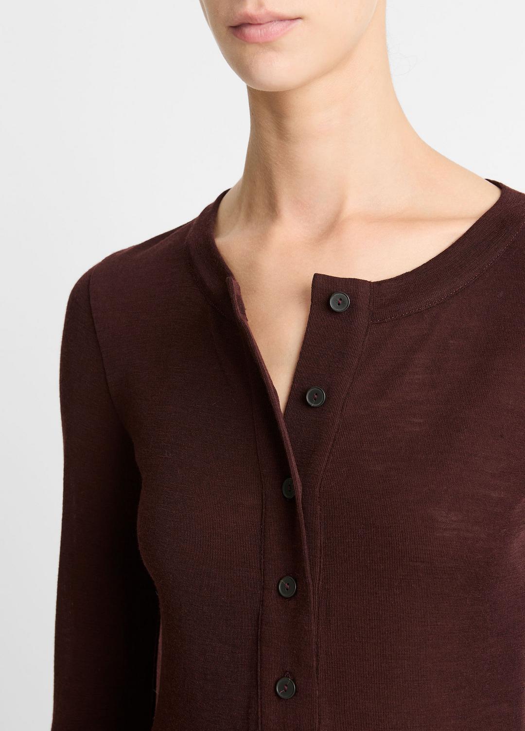 VINCE Sale Wool Long-Sleeve Henley in Shirts & Tees CHERRY NIGHT