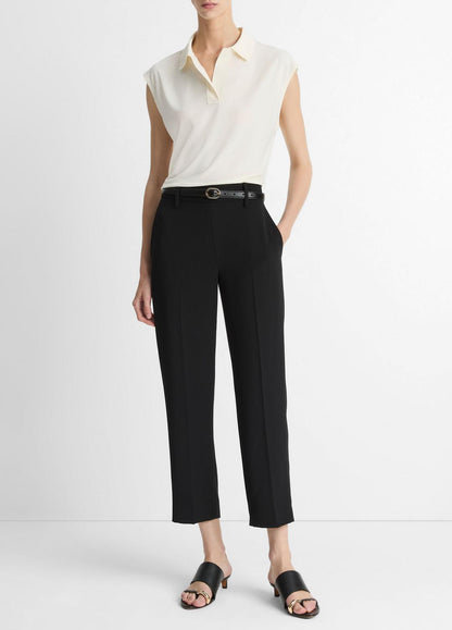 VINCE Sale Matte Jersey Cap-Sleeve Polo Top in Shirts & Tees IVORY