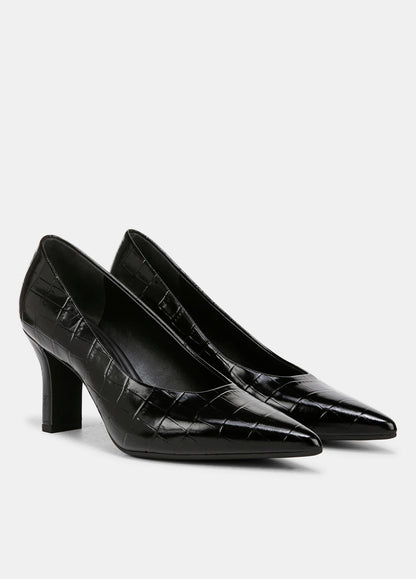 VINCE Sale Diane Croc-Embossed Leather Pump in Shoes BLACK