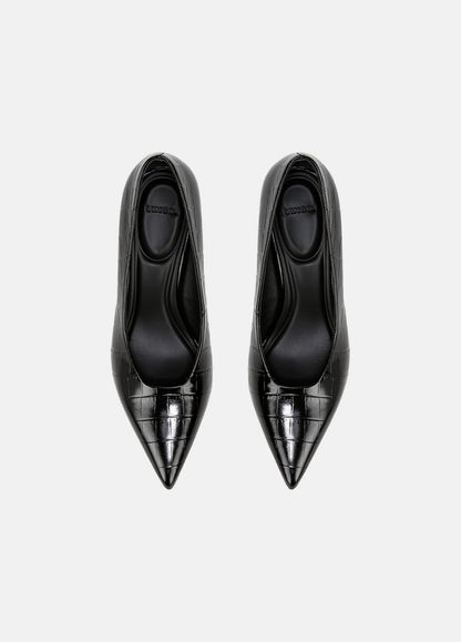 VINCE Sale Diane Croc-Embossed Leather Pump in Shoes BLACK