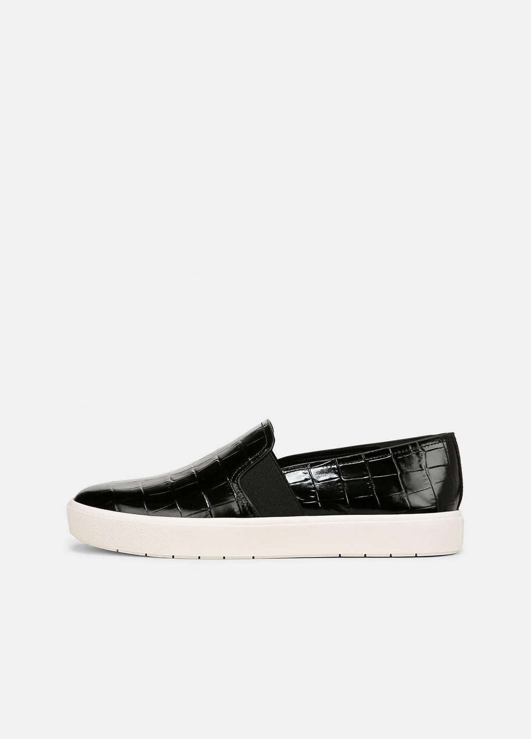 VINCE Sale Blair Croc-Embossed Leather Sneaker in Shoes BLACK