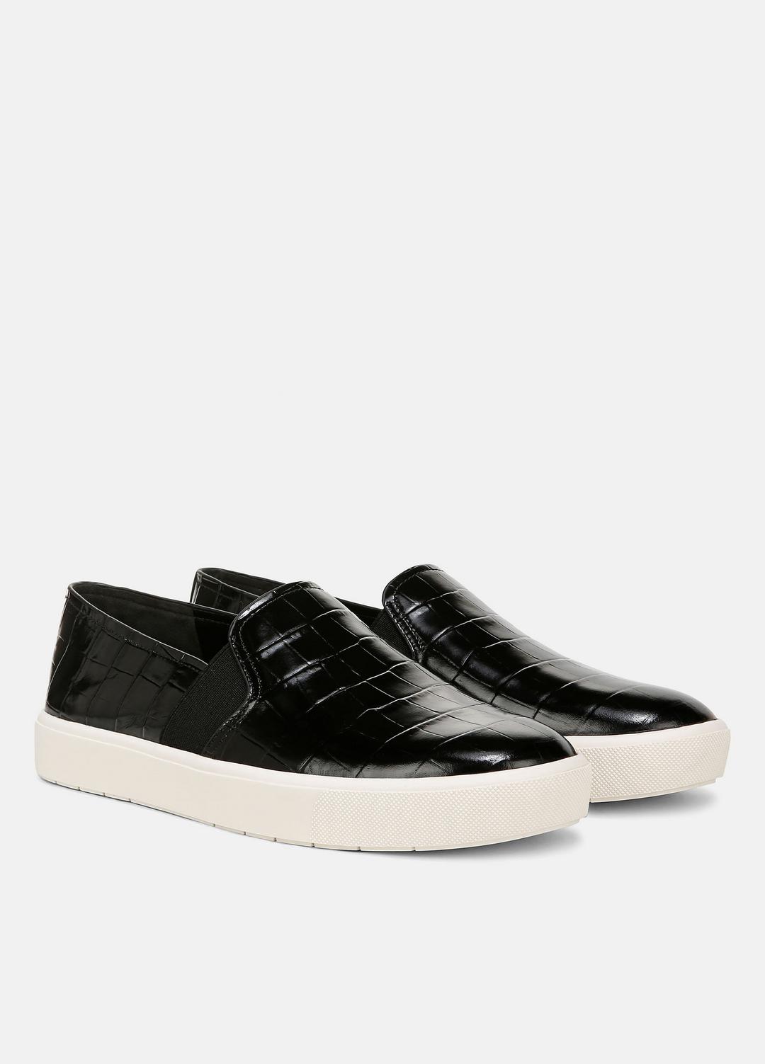 VINCE Sale Blair Croc-Embossed Leather Sneaker in Shoes BLACK