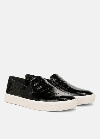 VINCE Sale Blair Croc-Embossed Leather Sneaker in Shoes BLACK