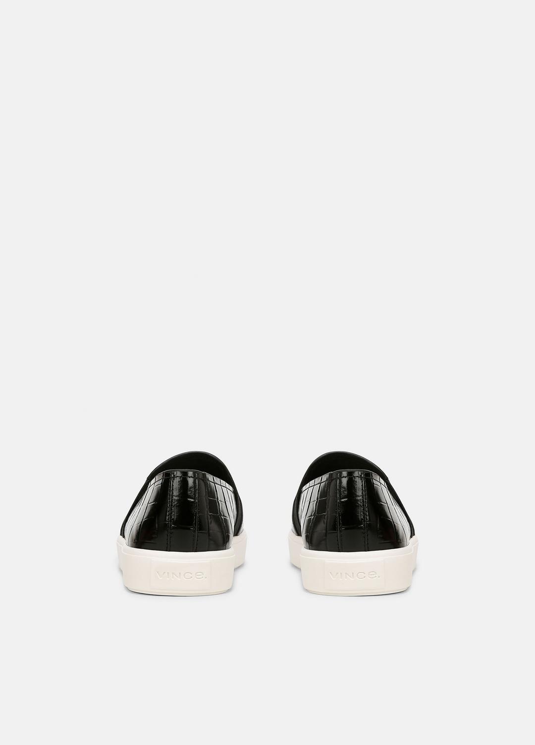 VINCE Sale Blair Croc-Embossed Leather Sneaker in Shoes BLACK