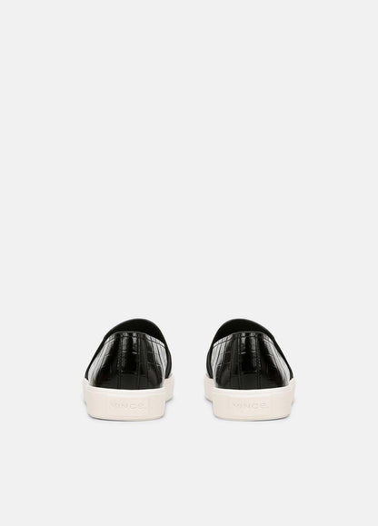VINCE Sale Blair Croc-Embossed Leather Sneaker in Shoes BLACK
