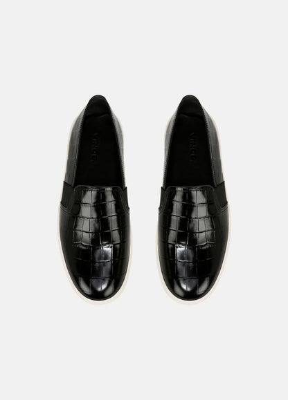 VINCE Sale Blair Croc-Embossed Leather Sneaker in Shoes BLACK