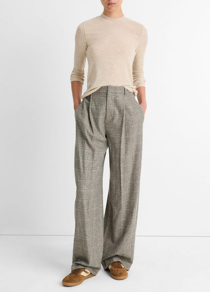 VINCE Sale Wool Three-Quarter-Sleeve Mock-Neck Top in Shirts & Tees LIGHT HEATHER ECRU