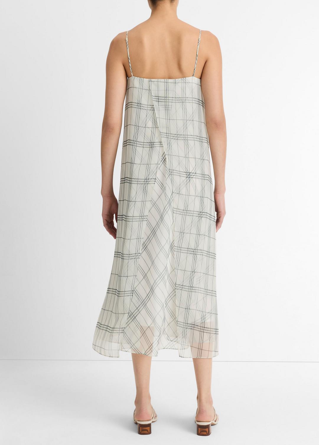 VINCE Sale Fenced Plaid Layered Dress in Dresses & Skirts OFF WHITE/GREY