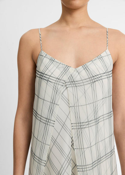 VINCE Sale Fenced Plaid Layered Dress in Dresses & Skirts OFF WHITE/GREY