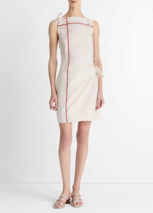 VINCE Sale Handkerchief-Stripe Wrap Dress in Dresses & Skirts OAT SHELL/BRICK ROSE