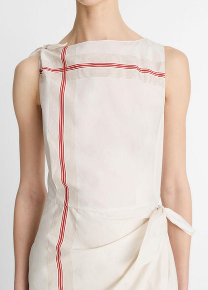 VINCE Sale Handkerchief-Stripe Wrap Dress in Dresses & Skirts OAT SHELL/BRICK ROSE