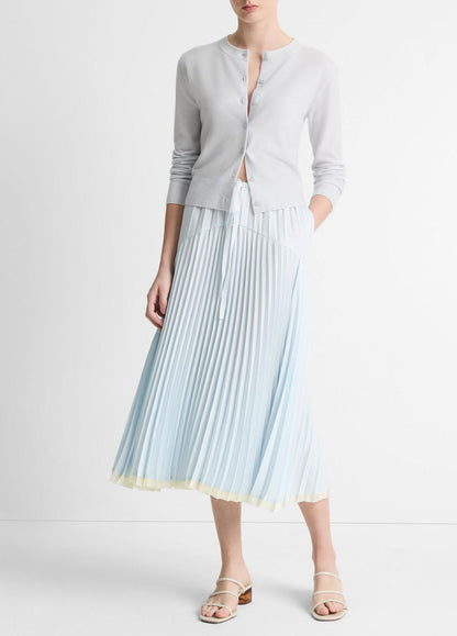 VINCE Sale Pleated Satin Tiered Skirt in Dresses & Skirts SKY MIST