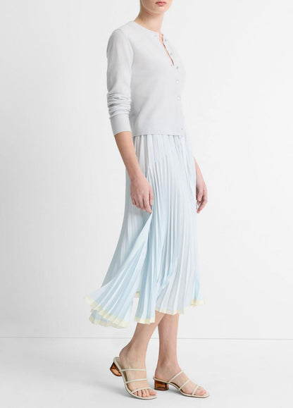 VINCE Sale Pleated Satin Tiered Skirt in Dresses & Skirts SKY MIST