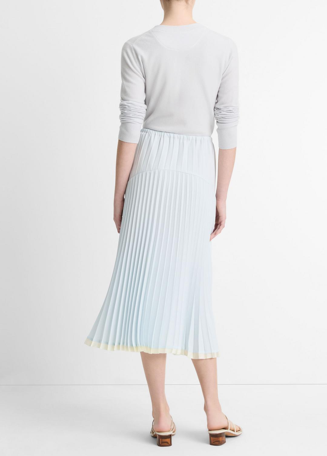 VINCE Sale Pleated Satin Tiered Skirt in Dresses & Skirts SKY MIST