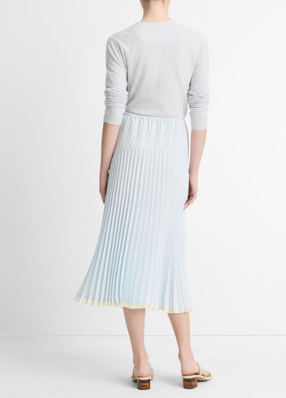 VINCE Sale Pleated Satin Tiered Skirt in Dresses & Skirts SKY MIST