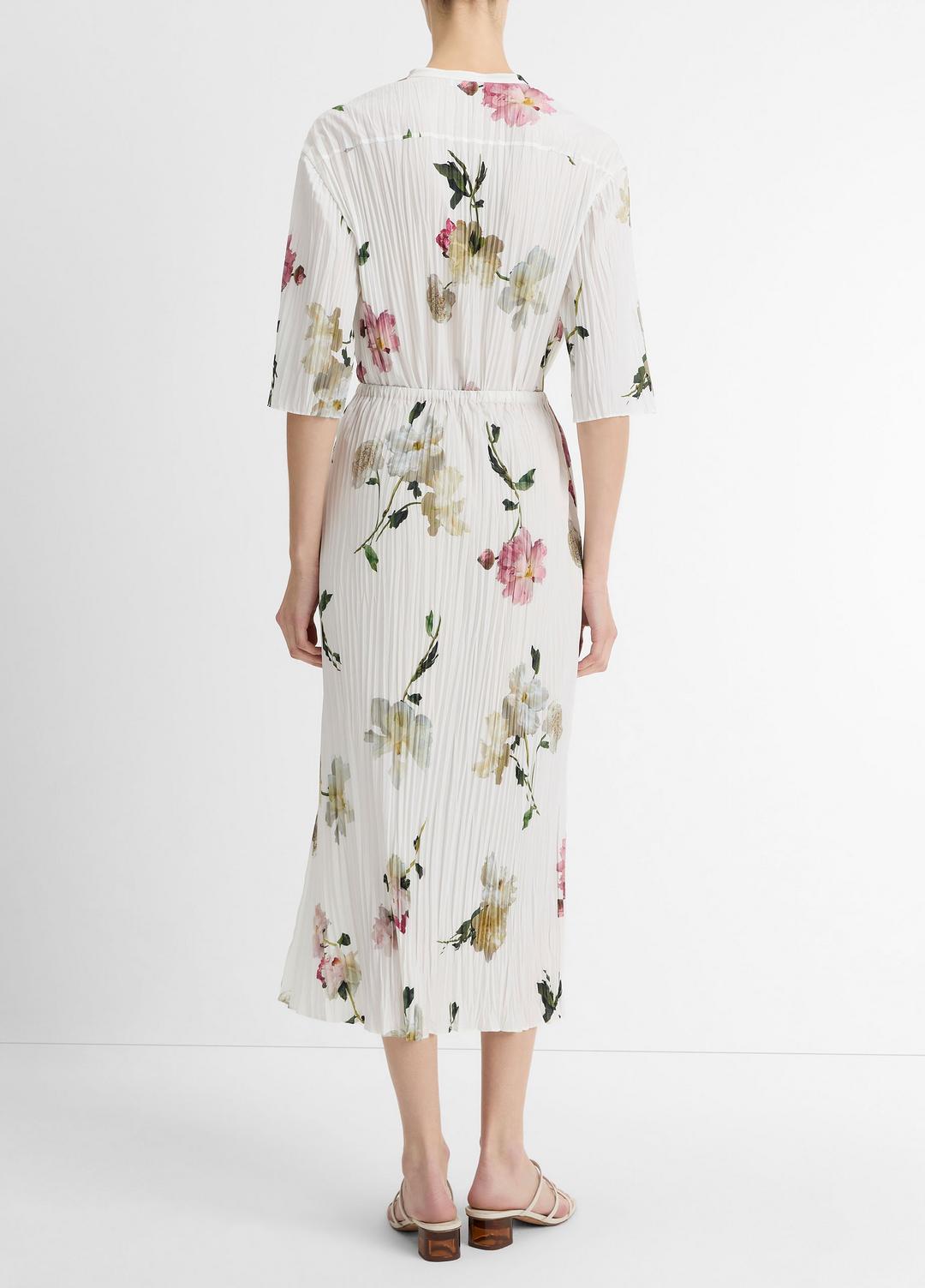 VINCE Sale Wilted Peony Pleated Side-Tie Skirt in Dresses & Skirts WHITE PEONY