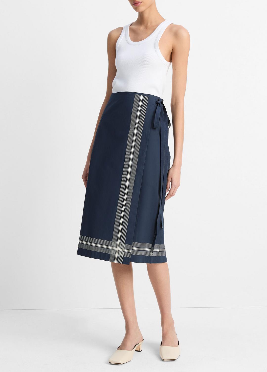 VINCE Sale Handkerchief-Stripe Straight Wrap Skirt in Dresses & Skirts COASTAL BLUE/PALE CANYON