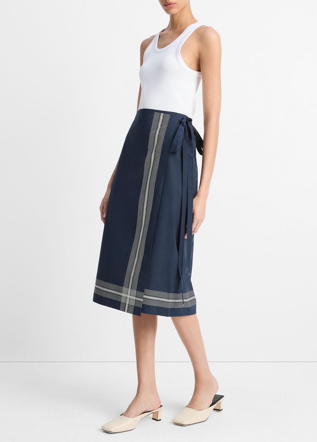 VINCE Sale Handkerchief-Stripe Straight Wrap Skirt in Dresses & Skirts COASTAL BLUE/PALE CANYON