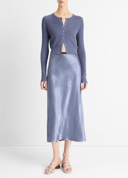 VINCE Sale Contrast-Waistband Satin Bias Skirt in Dresses & Skirts MAUVE THISTLE