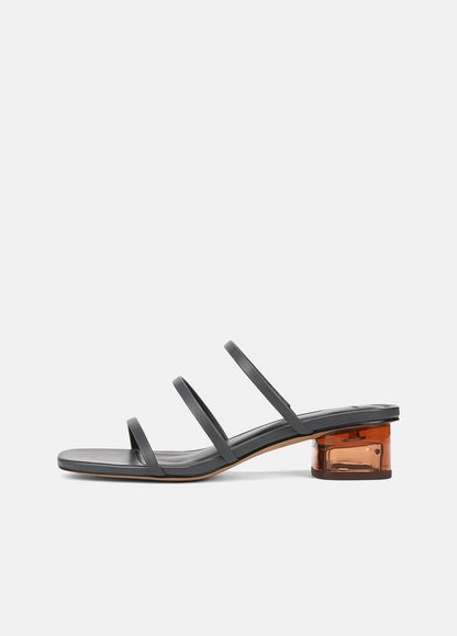 VINCE Sale Palm Springs Leather Heeled Sandal in Shoes IRIS SLATE