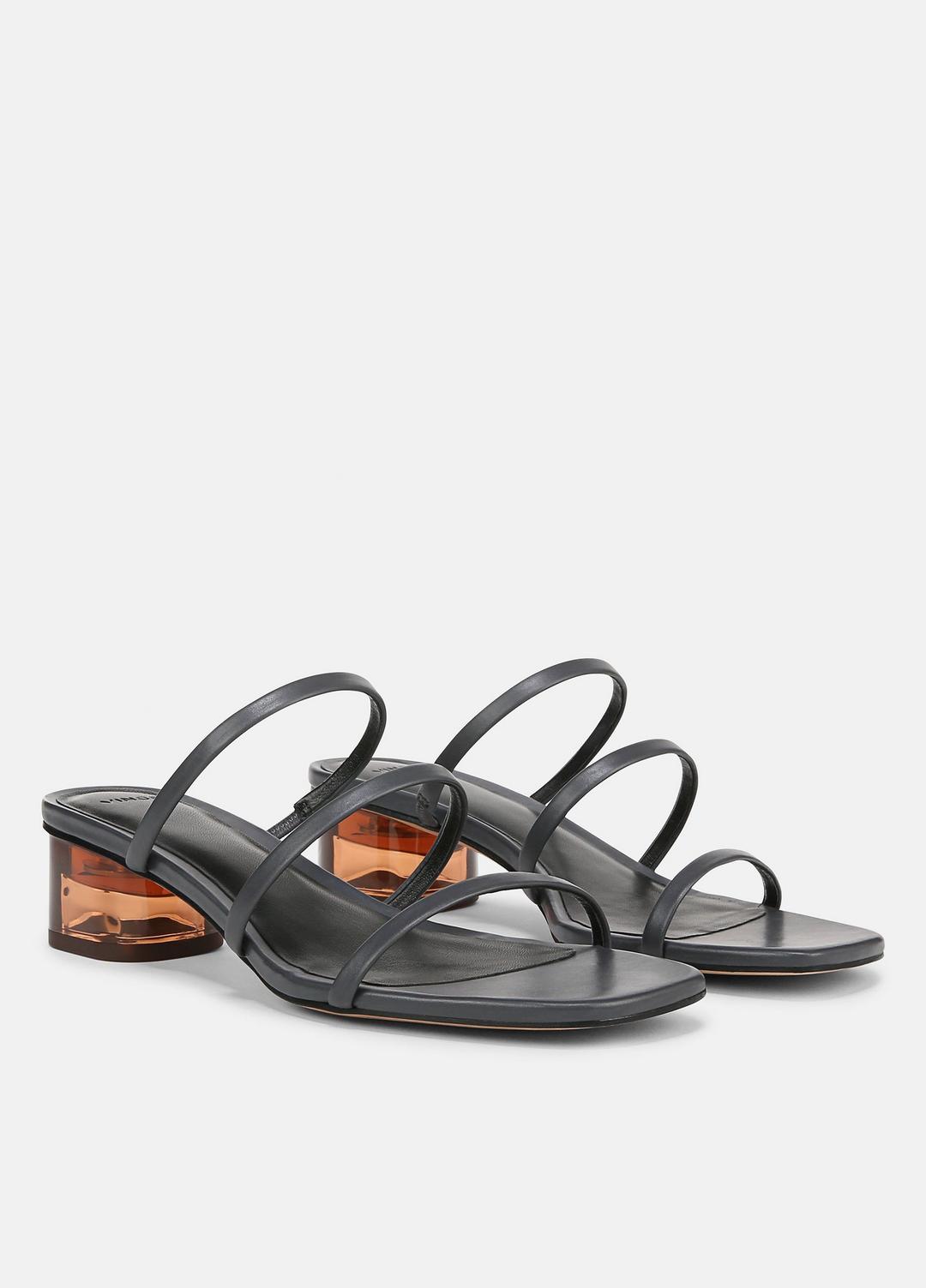VINCE Sale Palm Springs Leather Heeled Sandal in Shoes IRIS SLATE