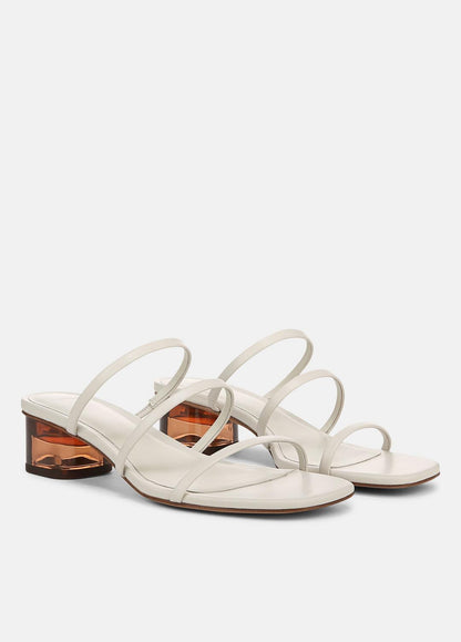 VINCE Sale Palm Springs Leather Heeled Sandal in Shoes WHITE STONE