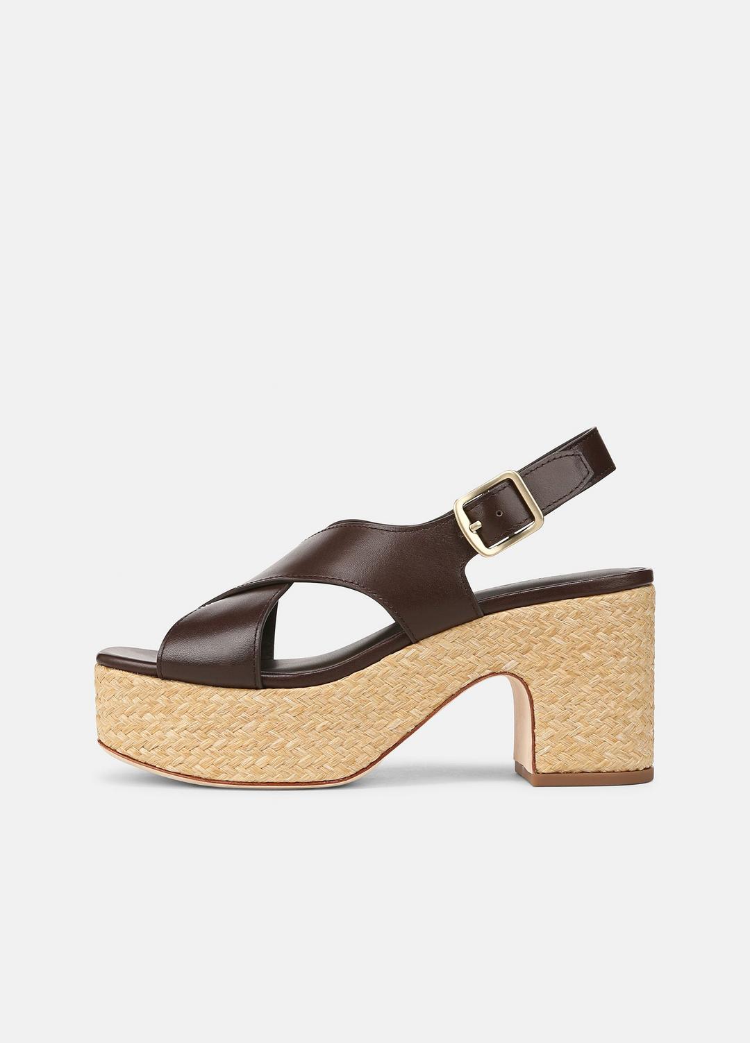 VINCE Sale Clementina Leather Platform Sandal in Shoes CACAO BROWN