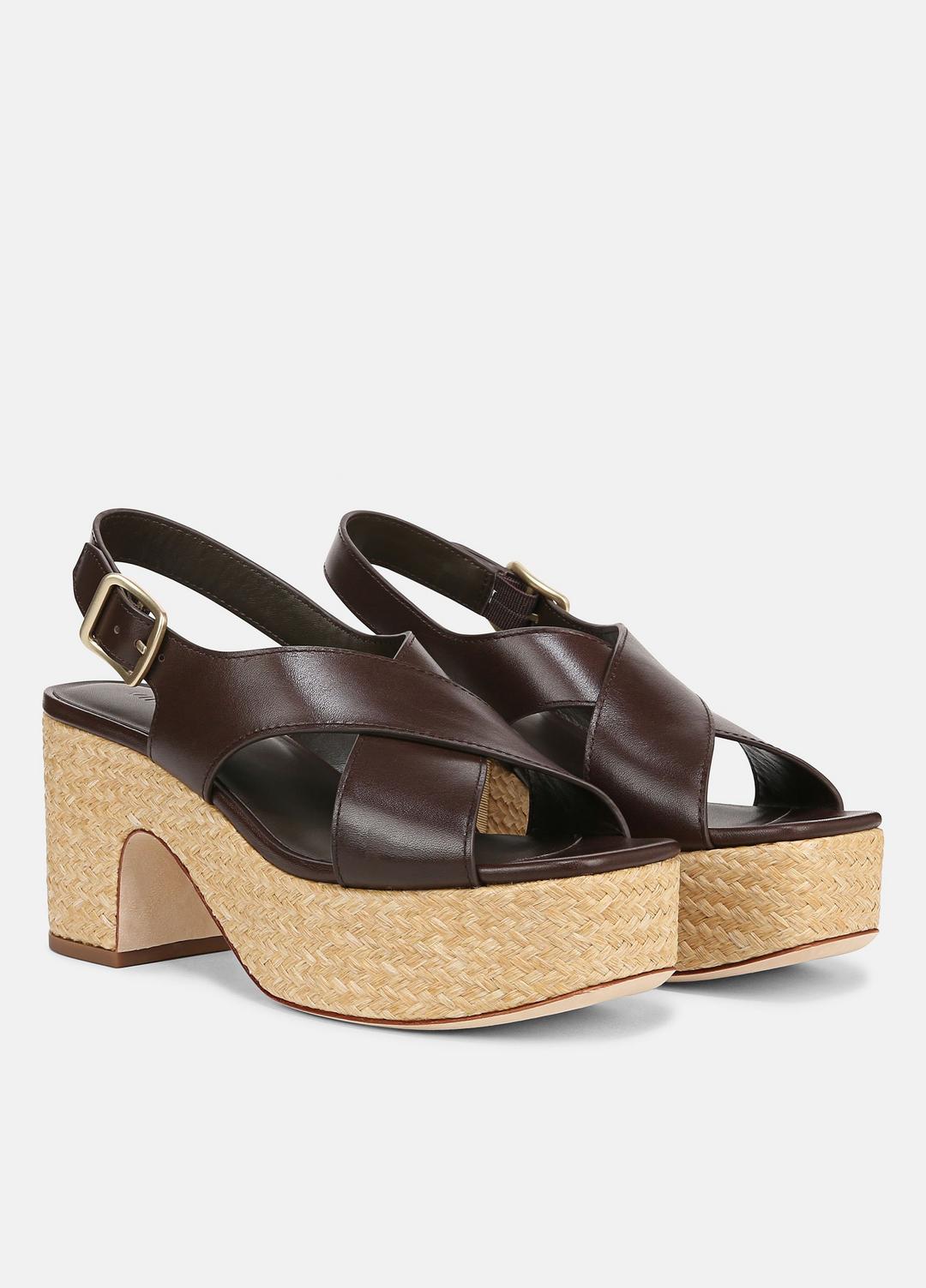 VINCE Sale Clementina Leather Platform Sandal in Shoes CACAO BROWN