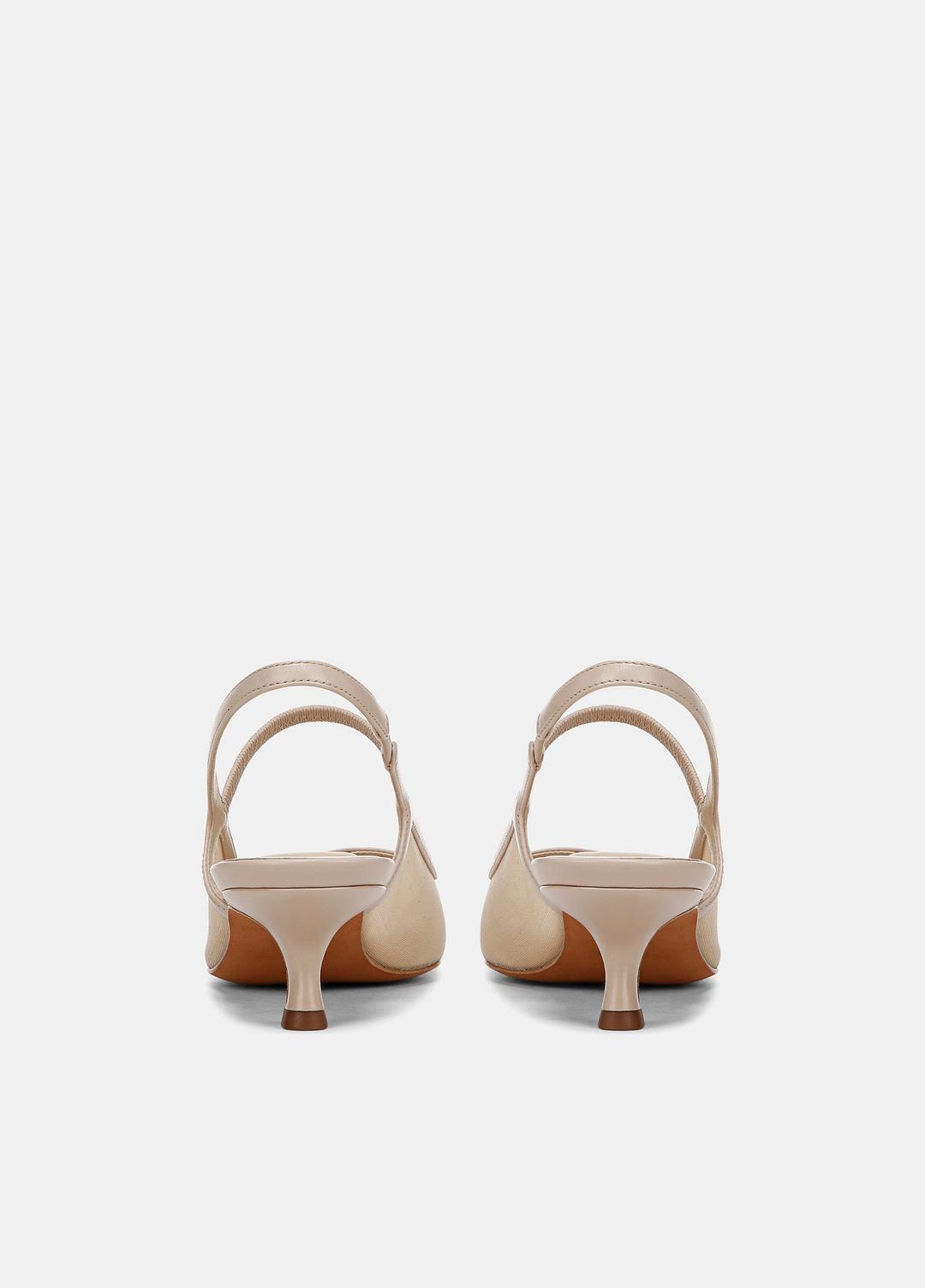 VINCE Sale Venice Leather and Mesh Slingback Kitten Heel in Shoes BIRCH SAND