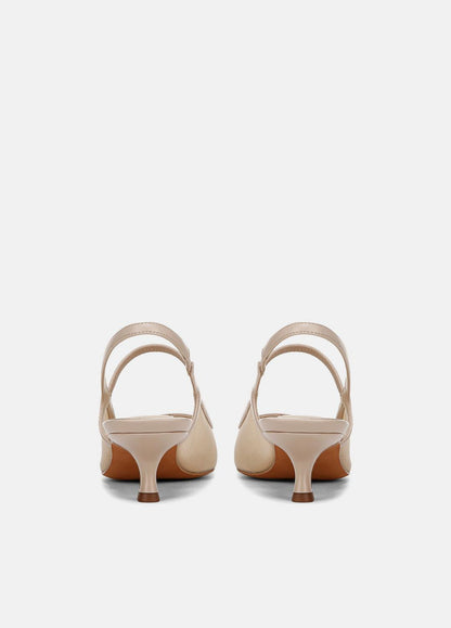 VINCE Sale Venice Leather and Mesh Slingback Kitten Heel in Shoes BIRCH SAND