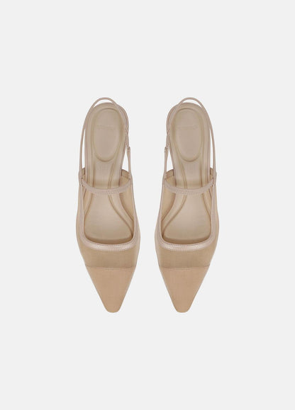 VINCE Sale Venice Leather and Mesh Slingback Kitten Heel in Shoes BIRCH SAND