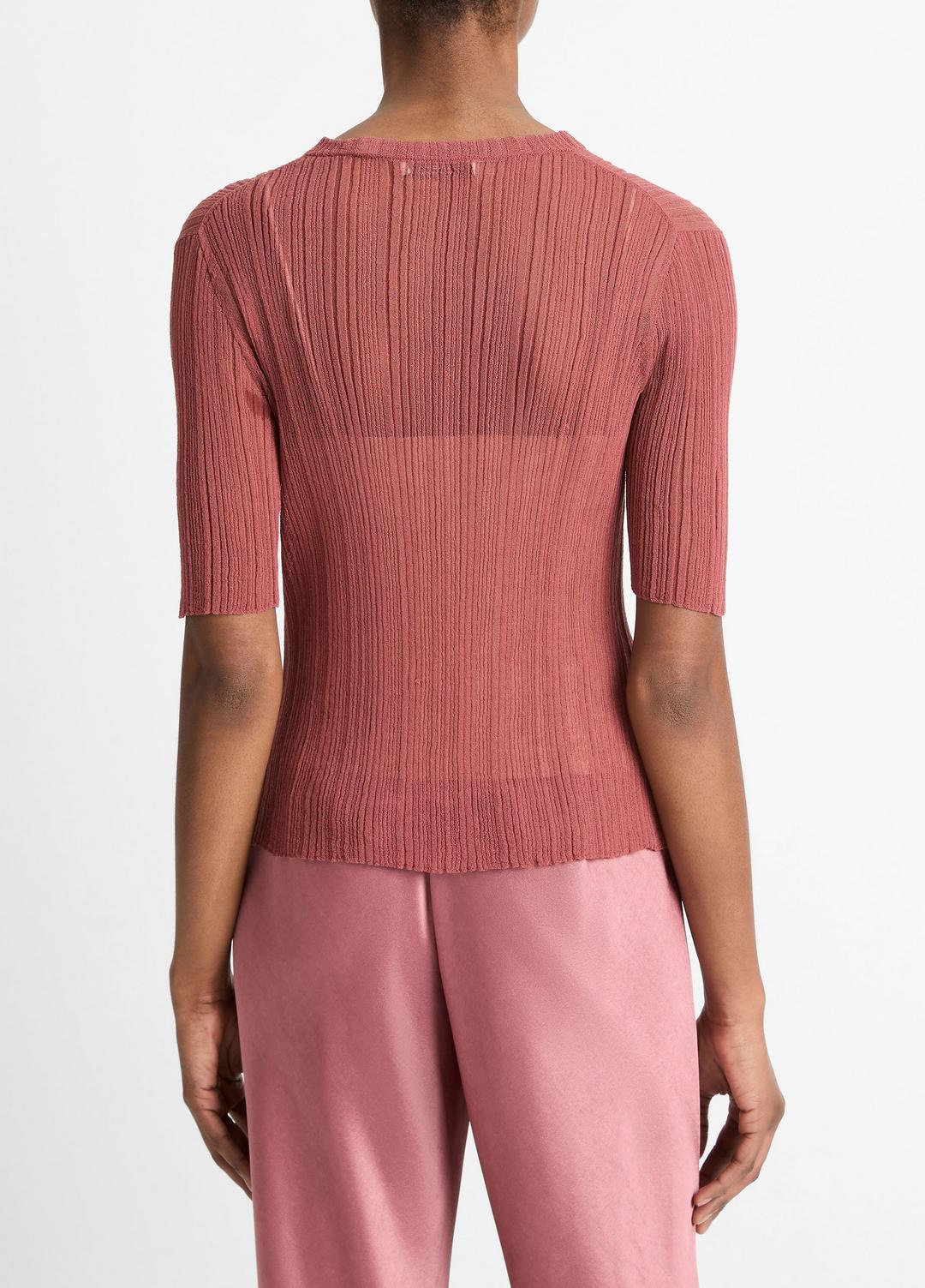 VINCE Sale Italian Cotton-Blend Double-Layer Top in Sweaters ROSE JAM/SABBIA
