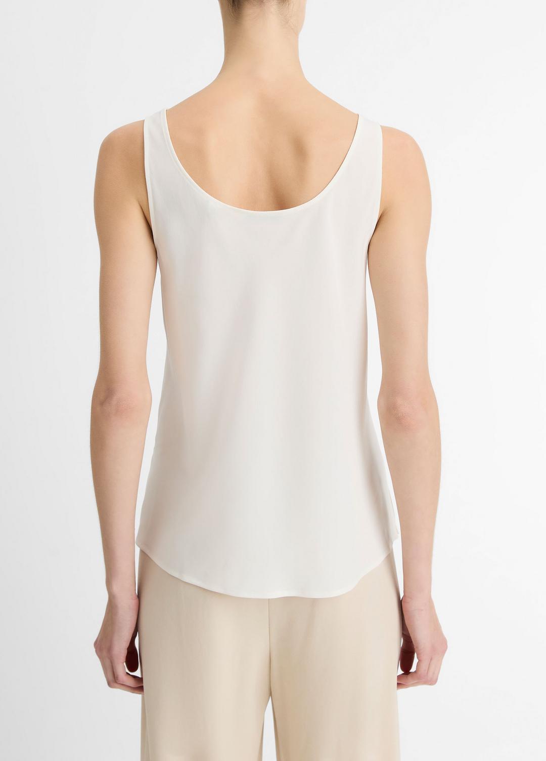 VINCE Sale Classic Stretch-Silk Bias Tank in Shirts & Tees OFF WHITE
