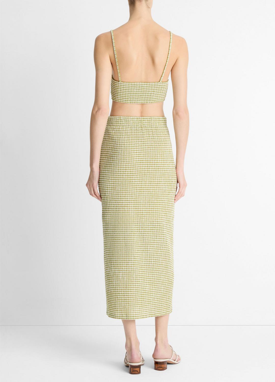 VINCE Sale Checked Smocked Midi Skirt in Dresses & Skirts HERBARIA COMBO