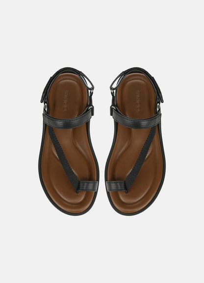 VINCE Sale Summer Leather & Canvas Sandal in Shoes BLACK