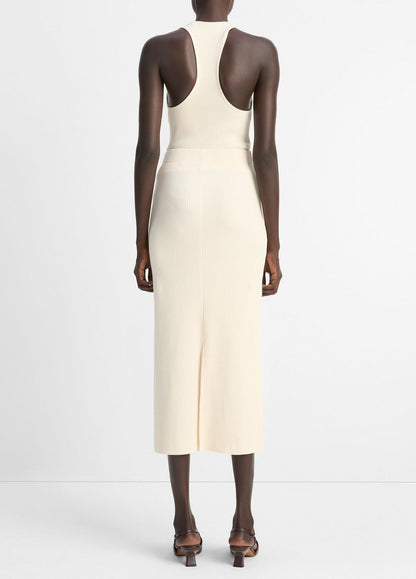 VINCE Sale Ribbed Cotton-Blend Midi Skirt in Dresses & Skirts OAT SHELL