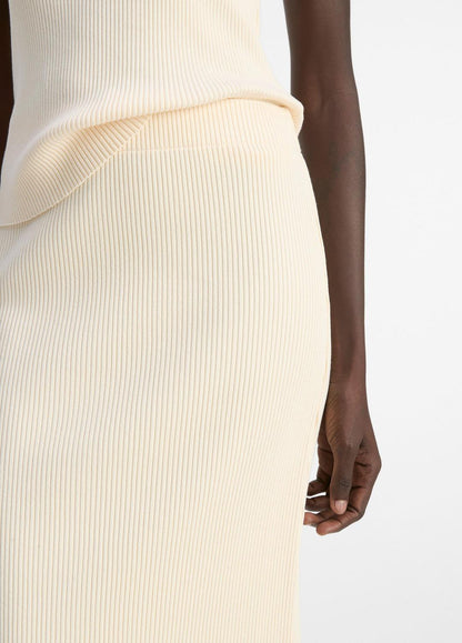 VINCE Sale Ribbed Cotton-Blend Midi Skirt in Dresses & Skirts OAT SHELL