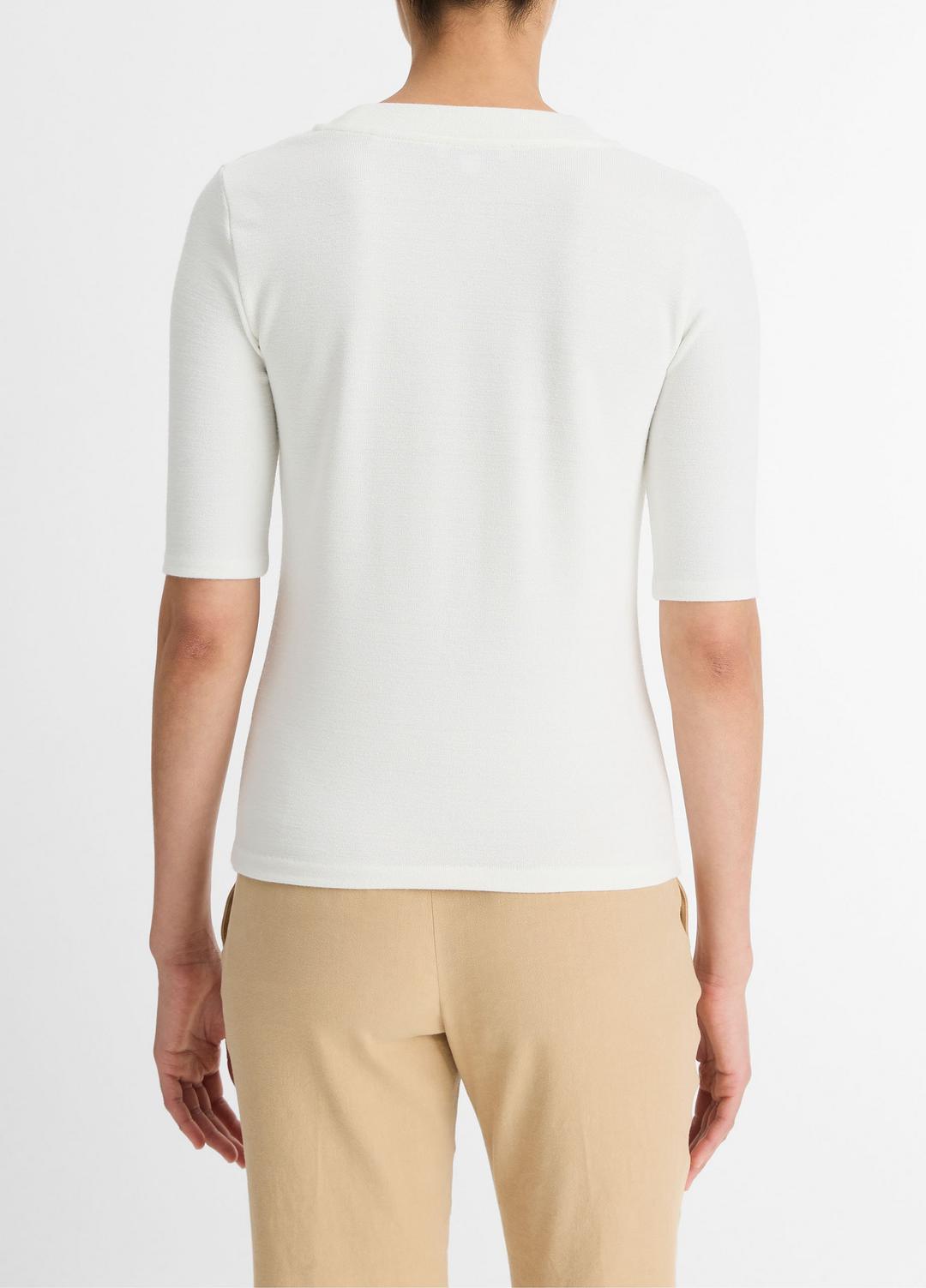 VINCE Sale Jersey Elbow-Sleeve Henley in Shirts & Tees OFF WHITE