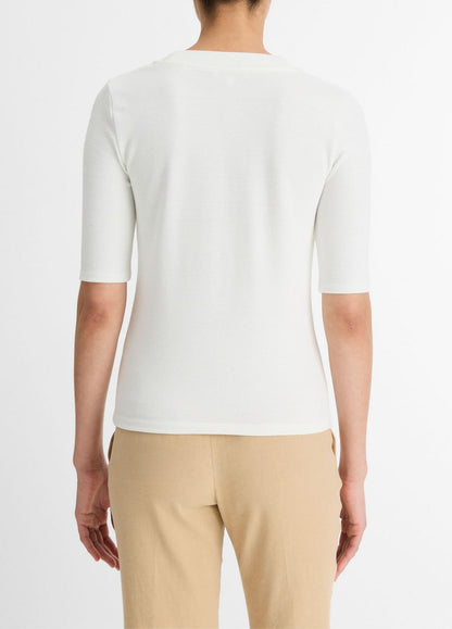 VINCE Sale Jersey Elbow-Sleeve Henley in Shirts & Tees OFF WHITE